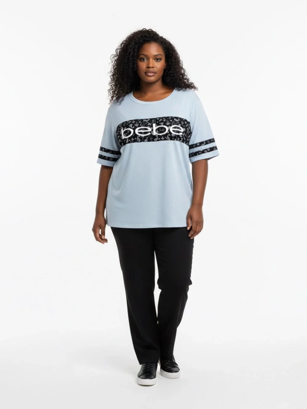 Bebe Sport 3X Gray Textured Logo Tee Oversized Athleisure Top Plus Size - Picture 12 of 12